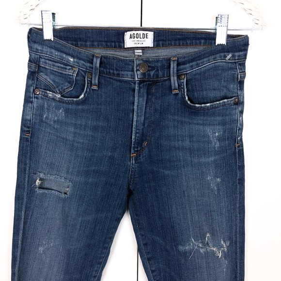 AGOLDE DISTRESSED HIGH RISE SKINNY JEANS SIZE 27 - Picture 3 of 7